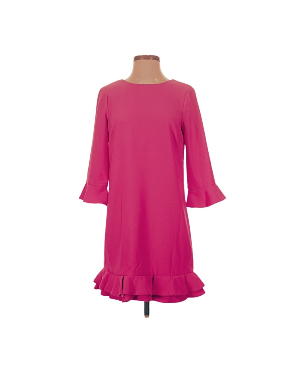 ASOS Hot Pink Ruffle Short Dress Long Sleeves Feminine Dopamine Romantic Chic